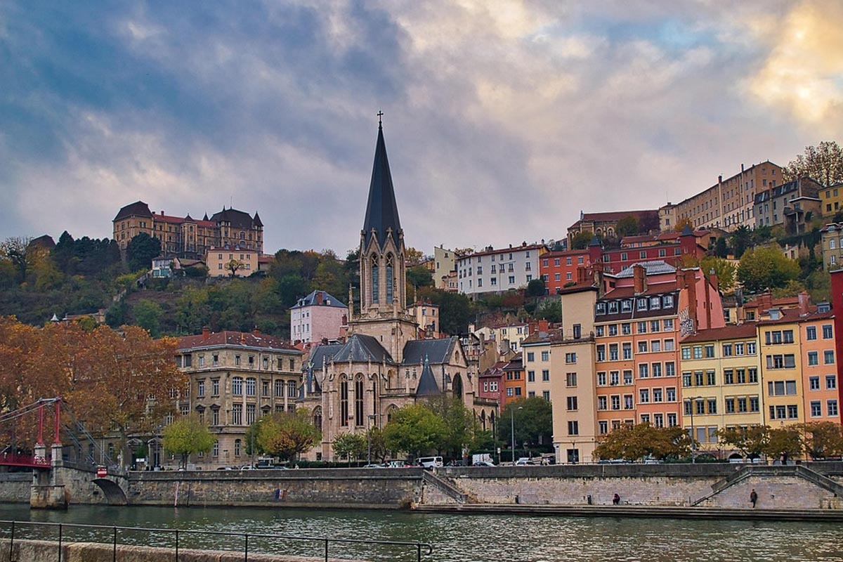 Lyon, France fron the Rhone River - links to itinerary